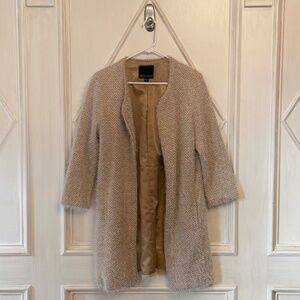 Harlowe & Graham "Fuzzy" Chevron Tan Coat